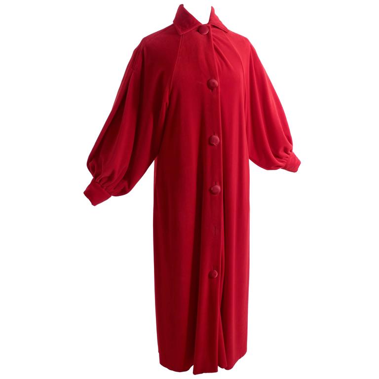 Rare Pierre Cardin Red Robe with Dolmen Sleeves House Coat Loungewear ...
