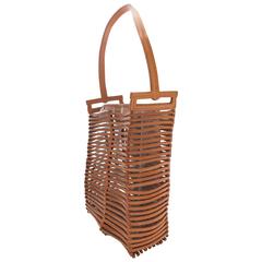 1970s Vintage SALVATORE FERRAGAMO Brown Cut Out Leather Mini Tote Purse 5