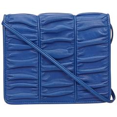 Valentino Blue Ruched Leather Shoulder Bag 10