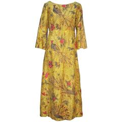 Superbe et unique robe de soirée Baba Original Couture en soie brodée des années 1960