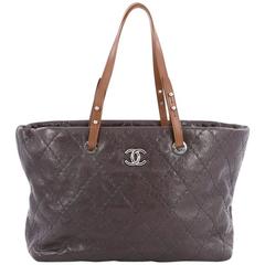 Used Chanel On The Road Tote Quilted Leather Small
