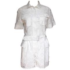 £1915 Valentino White Broderie Anglaise Cotton-blend Playsuit Jumpsuit 44 uk 12 