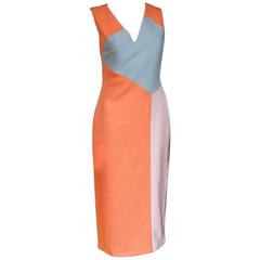 Roksanda Ilincic Orange Crepe and taffeta-paneled wool-blend twill dress UK 8  