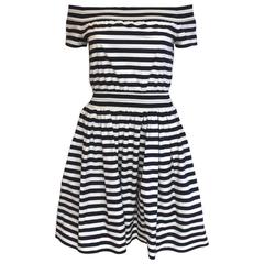 New Prada Cotton Navy striped Dress 42 uk 10  