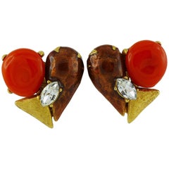 Christian Lacroix Vintage Abstract Heart Clip-On Earrings