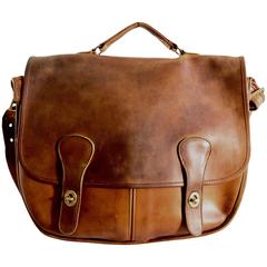 Rare Coach Leatherware Swag Bag Distressed Leather Satchel Briefcase 70s NYC 12