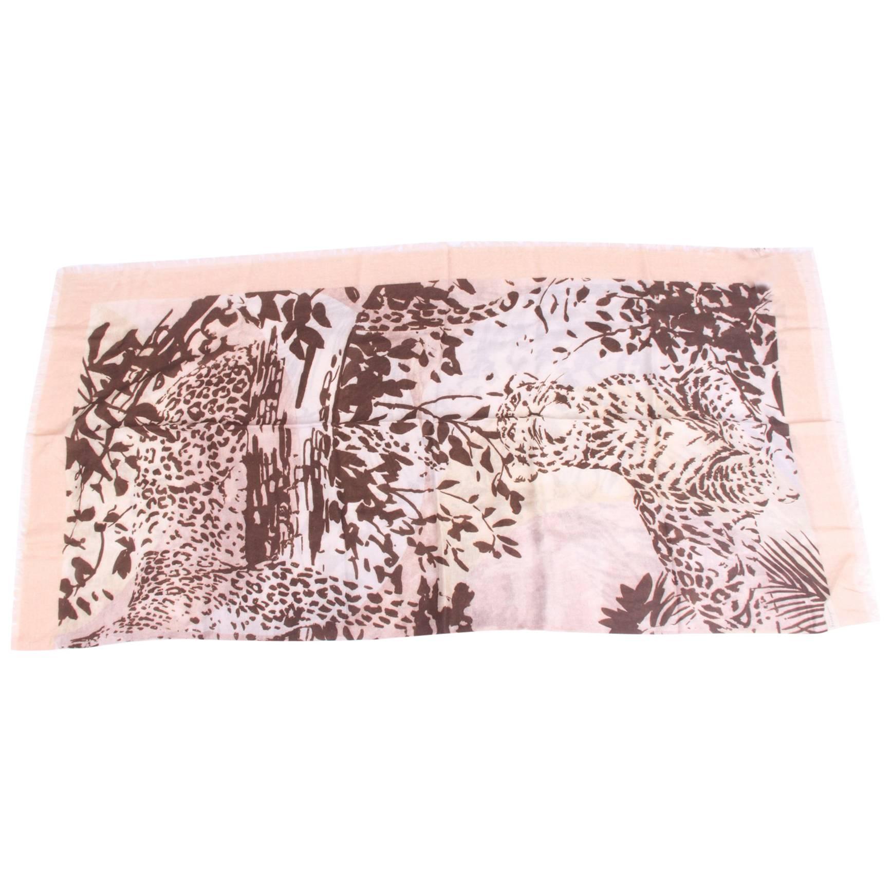 Salvatore Ferragamo Scarf Leopard Print - brown/gray/beige For Sale