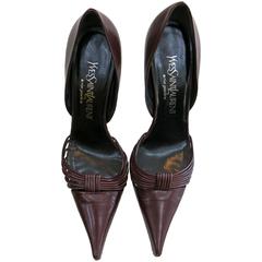 Vintage Yves St Laurent Maroon Leather Heels