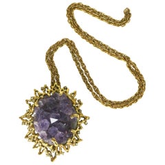 Vintage Jomaz Amythest Geode Pendant Necklace