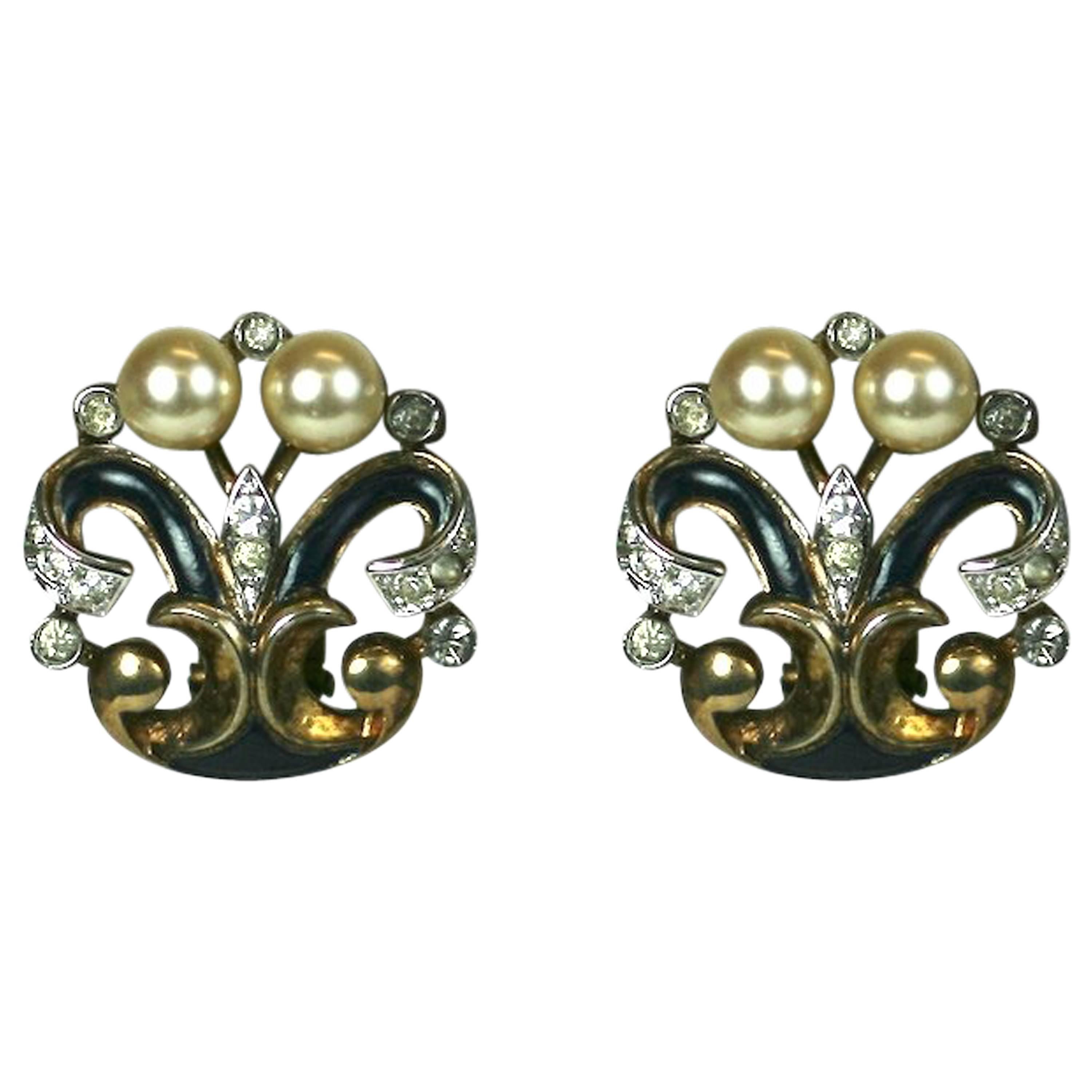 Trifari Eugenie Series Earclips For Sale