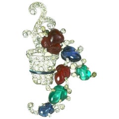 Vintage Trifari Tricolor Fruit Salad Clip Brooch by Alfred Philippe