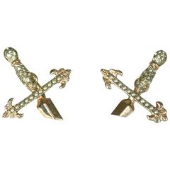 Used Amusing Gilt Silver Sword Hilt Earrings