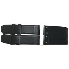Azzedine Alaia Quilted Black Leather Wide Belt 