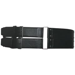 Azzedine Alaia Recent Black Quilted Leather Wide Belt 8