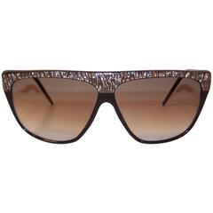 Stylish 1980's Laura Biagiotti Pearlized Black Sunglasses 7