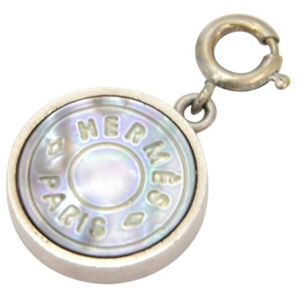 Hermes Silver Tone Round Pendant Top 