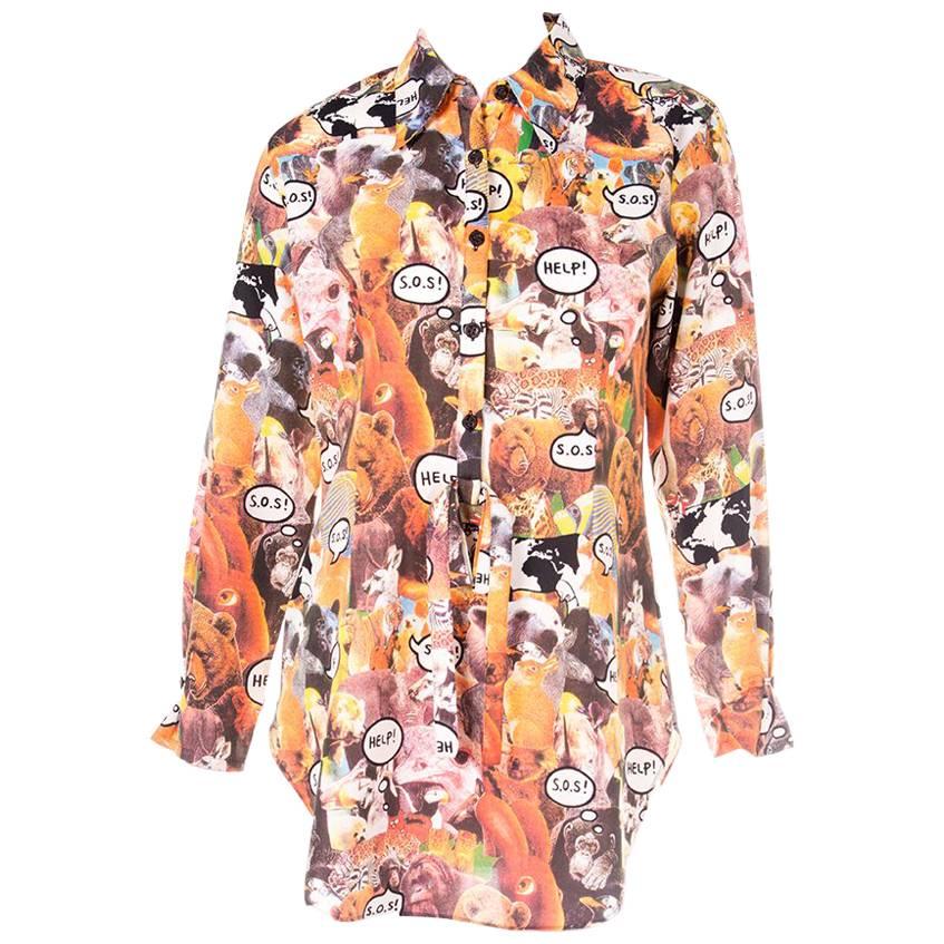 Moschino Rare Animal Photo Print Shirt For Sale