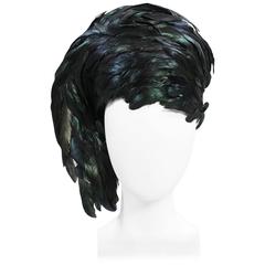 1960's Dramatic Jack McConnell Sculptural Feather Hat