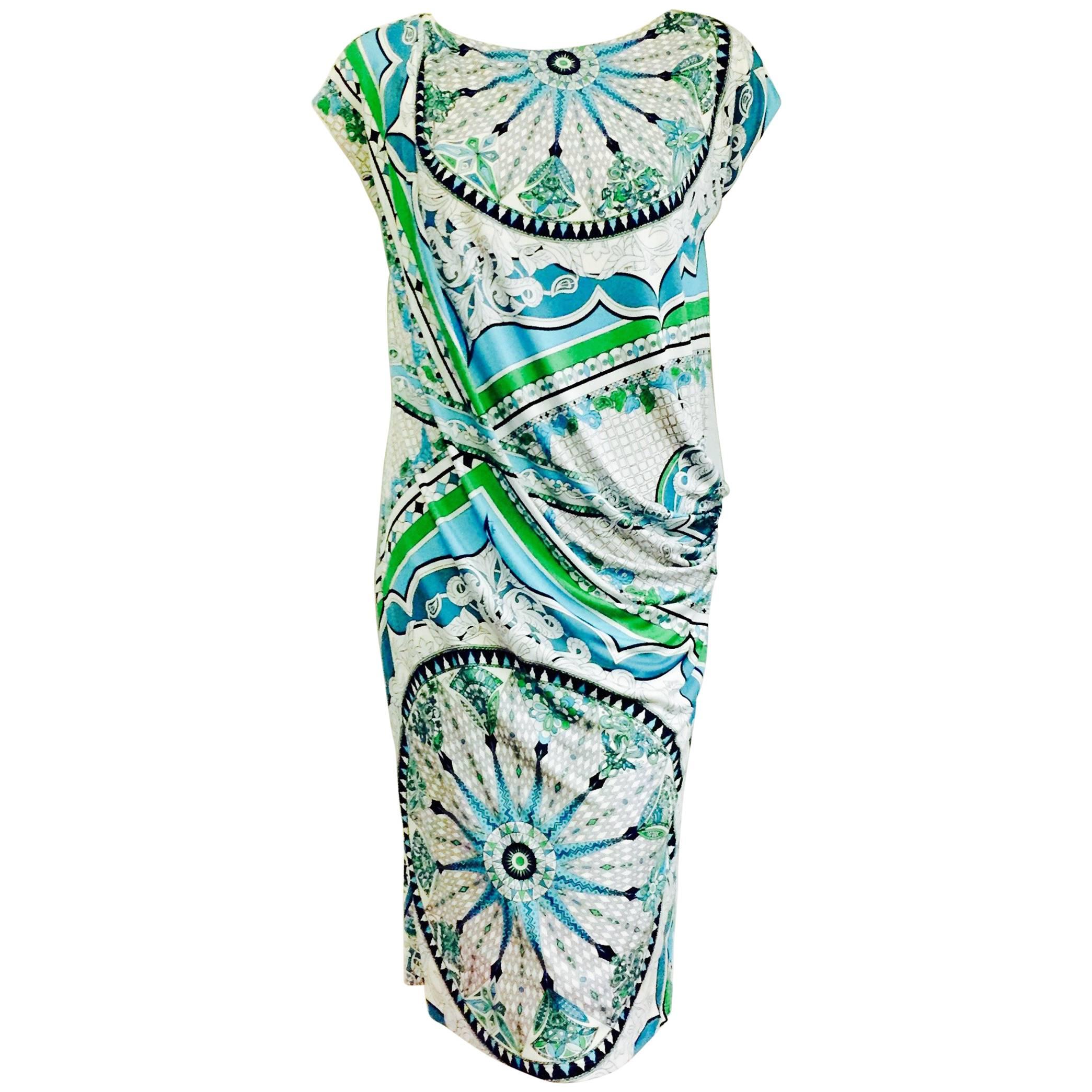 Extraordinary Emilio Pucci Vintage Chemise Dress in Turquoise and Green 