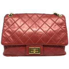 Chanel Quilting Red Lambskin Leather Gold Metal Shoulder Bag