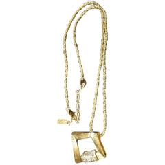 MINT. Vintage Yves Saint Laurent, YSL chain necklace with crystal square motif.