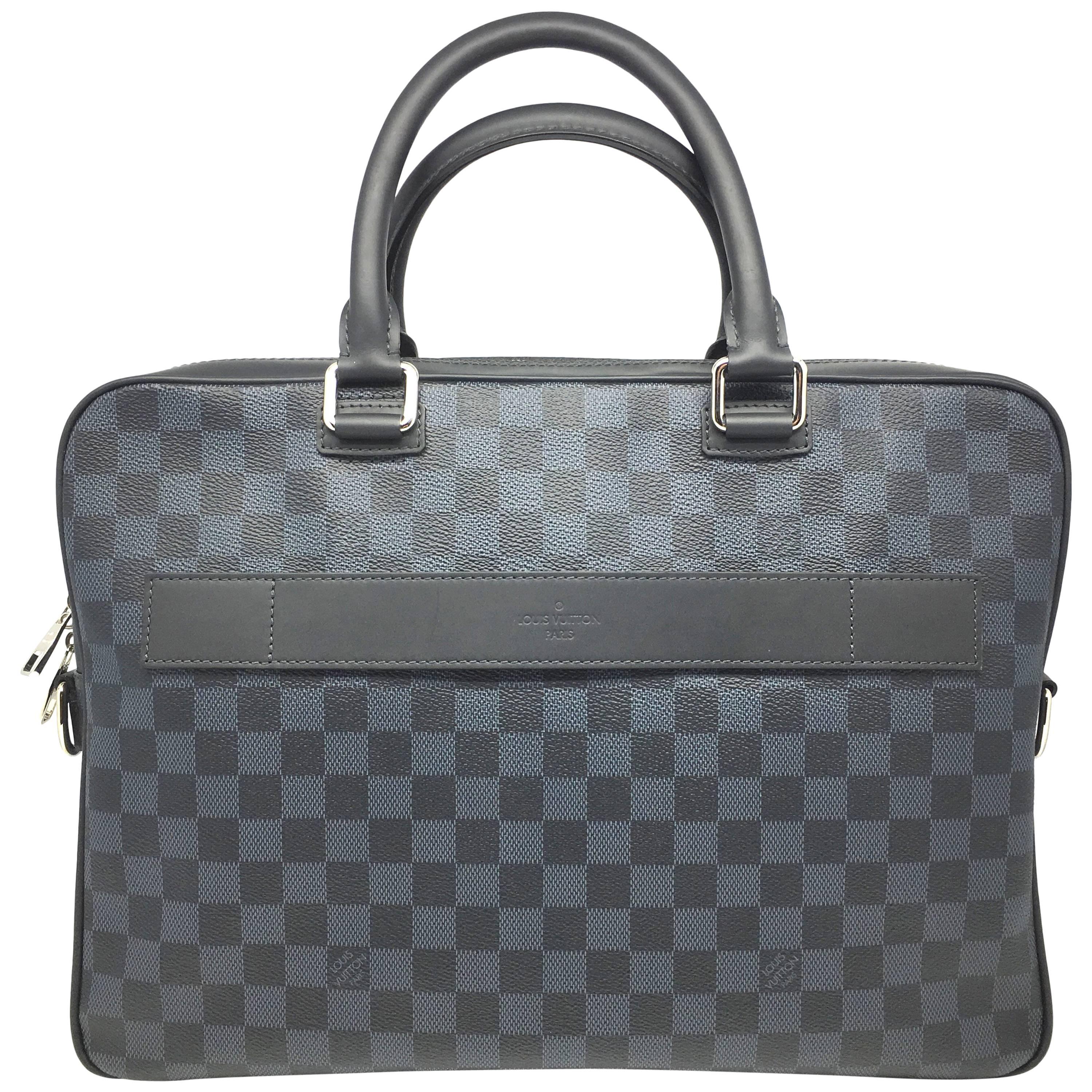 Louis Vuitton Black/ Blue Damier Graphite Business Briefcase For Sale
