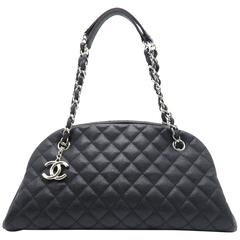 Chanel Bowling Black Quilting Calfskin Leather Silver Metal Shoulder Bag