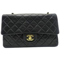 Chanel Classic Double Flap Black Quilting Lambskin Gold Metal Shoulder Bag