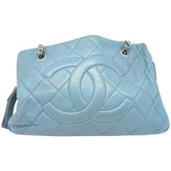 Chanel Light Blue  Caviar Leather Shoulder Bag