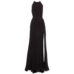 Gianni Versace 1990s black crinkled silk halter neck evening gown