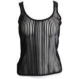 Thierry Mugler Black Knitted Vertical Stripe See Through Tank Top