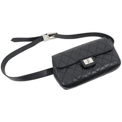Chanel Black Leather Belt Bag. good condition