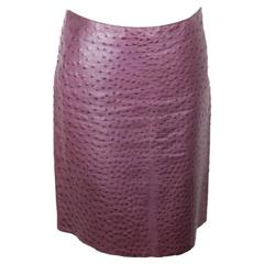 PRADA Purple Leather OSTRICH SKIRT Size 40 7