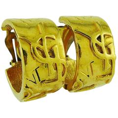 Yves Saint Laurent YSL Vintage Iconic Signature Hoop Earrings