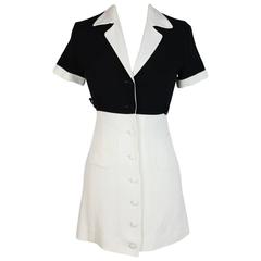 Moschino Couture cupro black white dress slim fit size 40 women's 1980s vintage