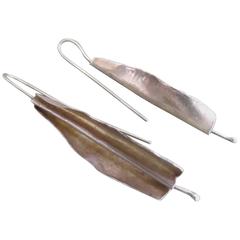 Vintage Modernist Silver Drop Earrings Danish Mid Century Dangle Earrings