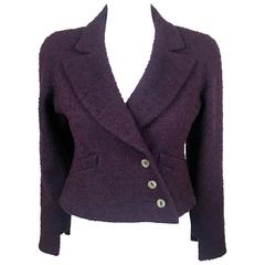 2001 Chanel Deep Purple Bouclé Cropped Jacket