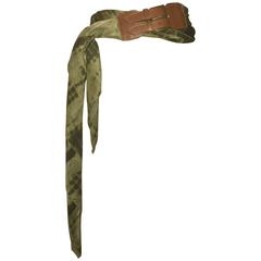 Alexander McQueen Green Silk Scarf Tie Dye Belt 