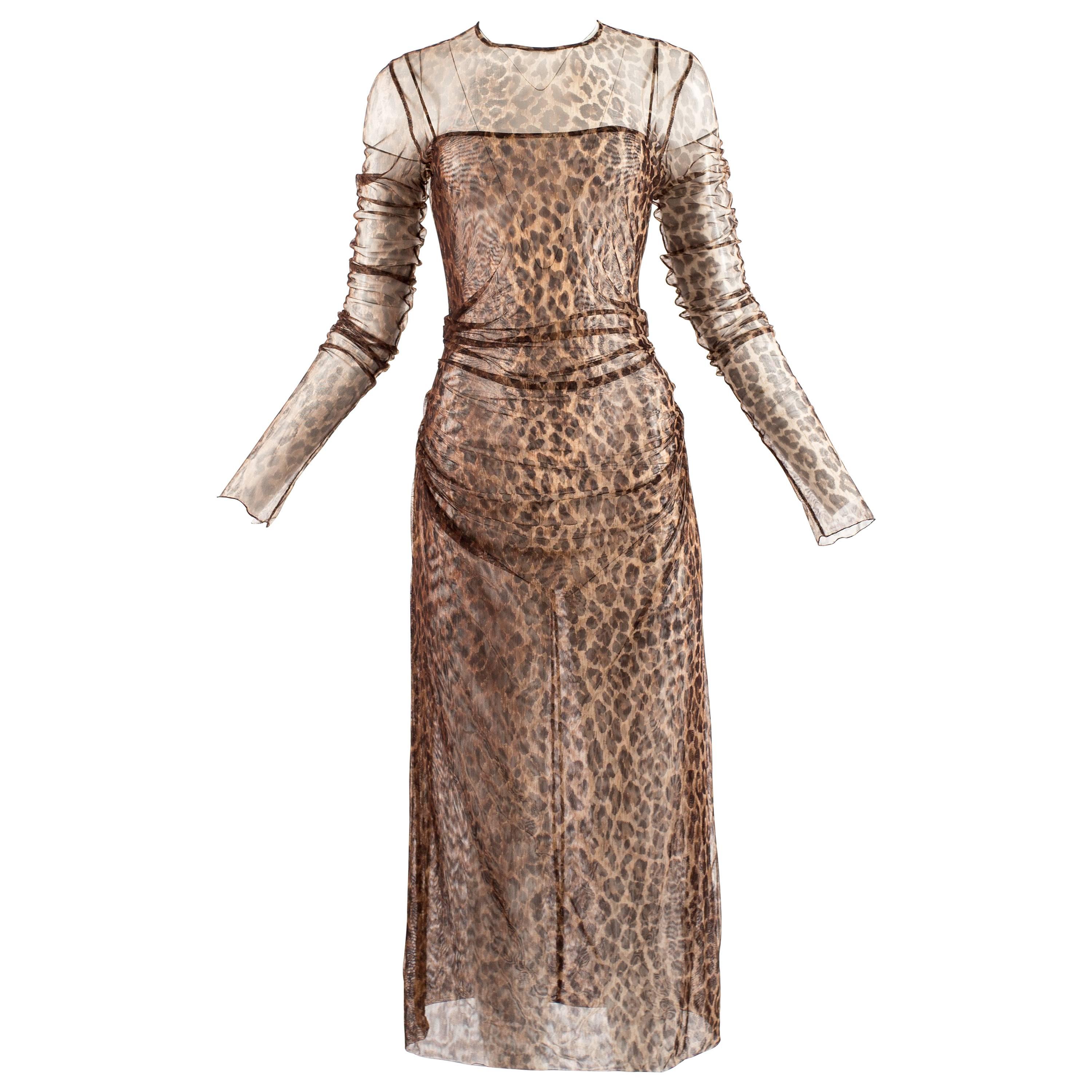 Dolce & Gabbana Spring-Summer 1997 leopard print mesh evening dress