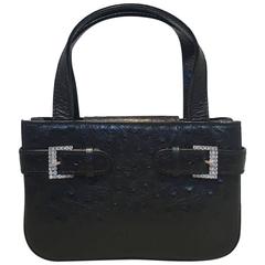MCM Vintage Black Ostrich Miini Handbag Purse 3