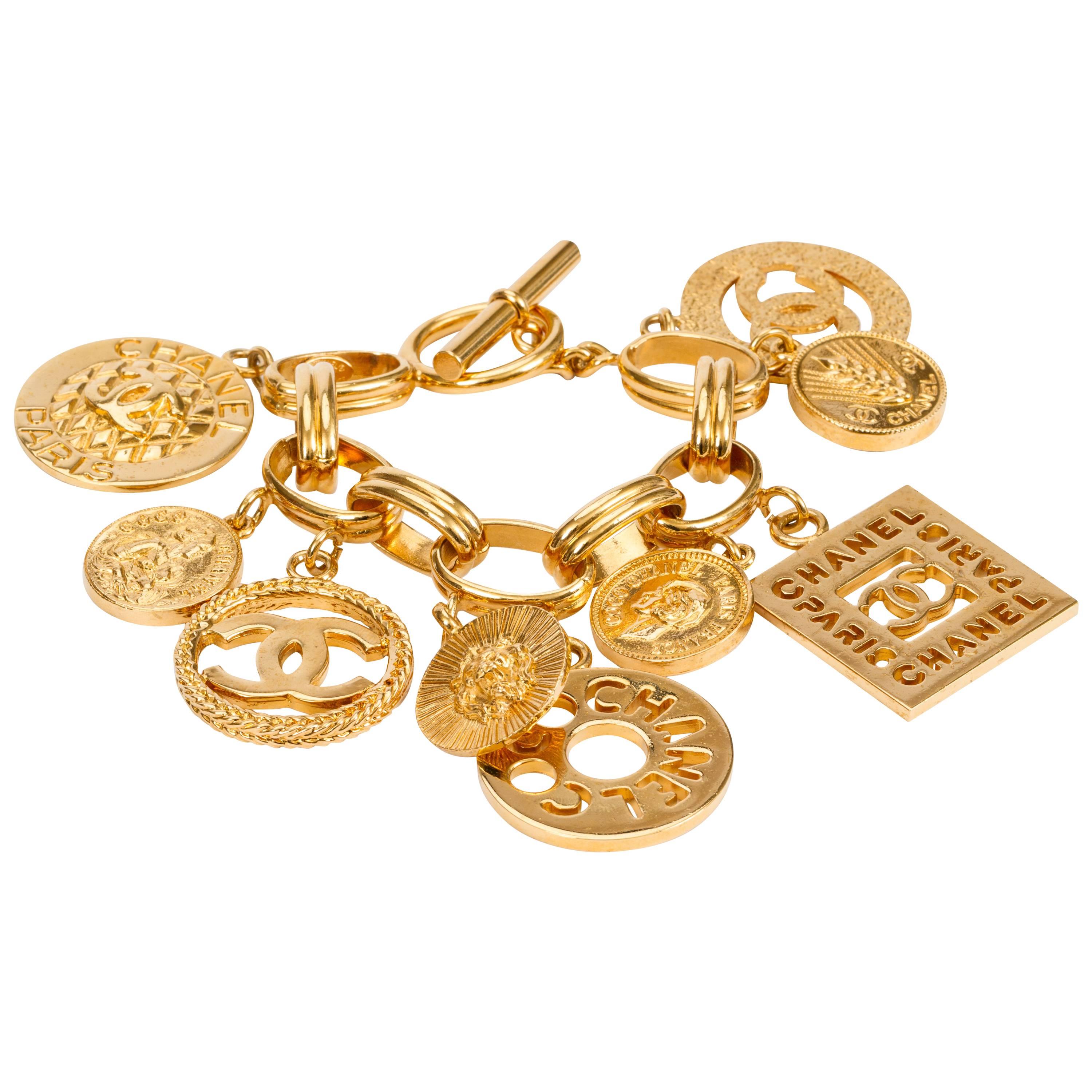 1990s Chanel Coco Gold Charm Bracelet