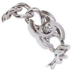 Chanel Turn Lock Silver Logo Bracelet