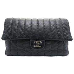 Chanel Black Calfskin Leather Ruthenium Metal Shoulder Bag 7
