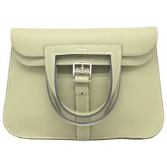 Hermes Mini Halzan Olive Green / Sauge Evercolor Leather Shoulder Tote Bag