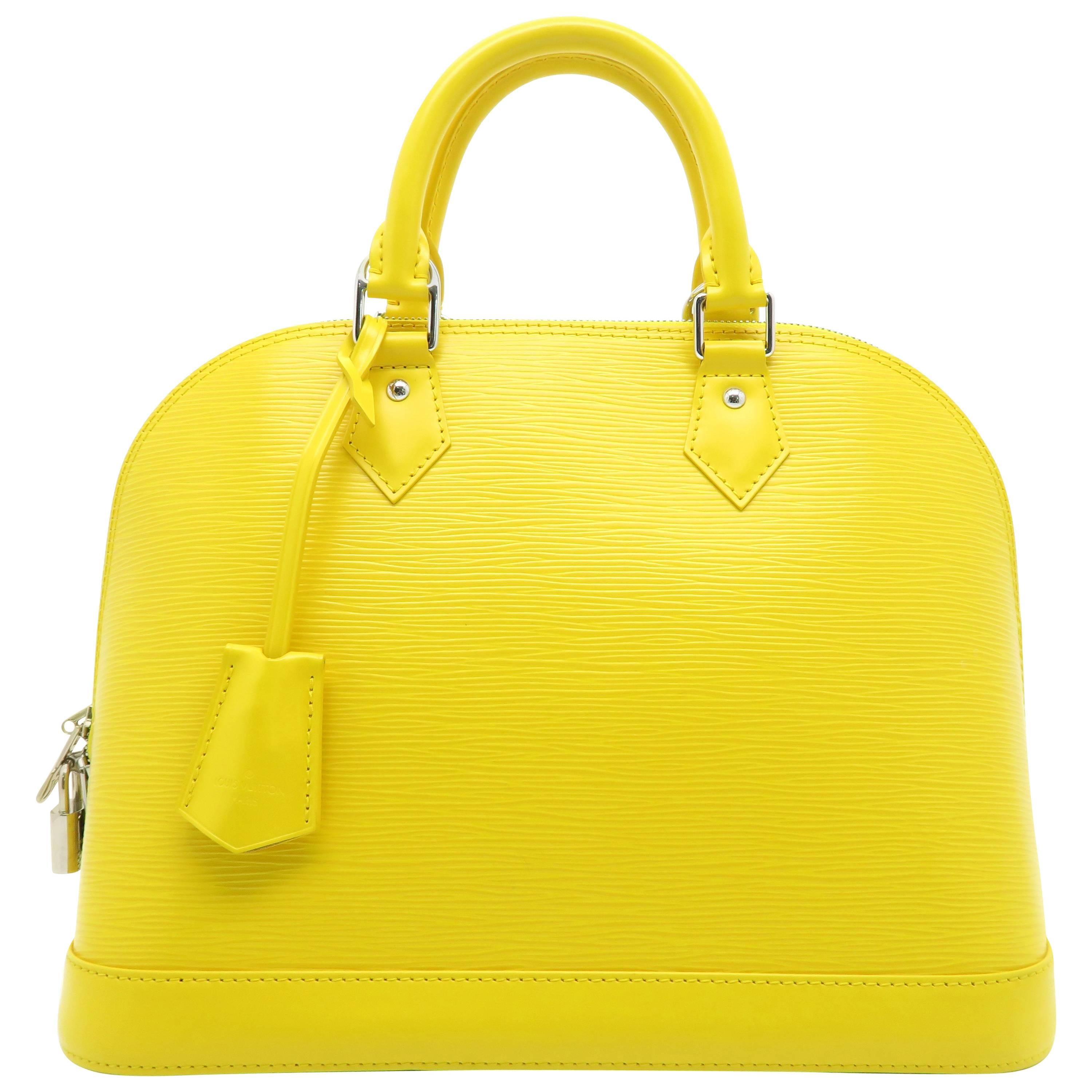 Louis Vuitton Alma PM Epi Leather Yellow Handbag For Sale