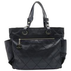 Chanel Black Coated Canvas Tote Bag