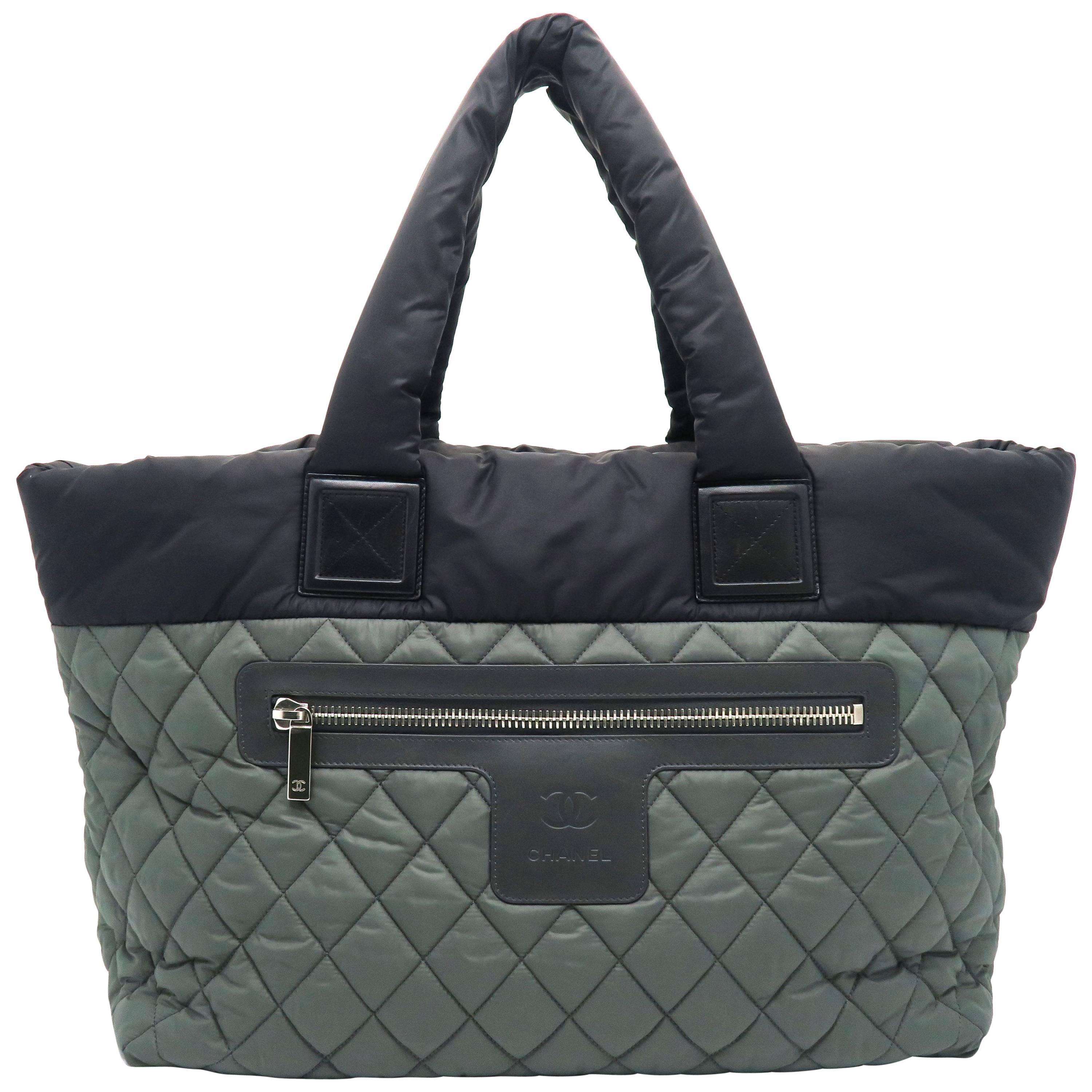 Chanel Coco Cocoon Green/ Black Nylon Shoulder Bag For Sale