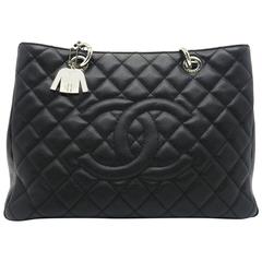Chanel GST Black Quilting Caviar Leather Shoulder Bag