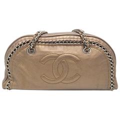 Chanel Gold Calfskin Leather CC Gold Metal Chain Shoulder Bag