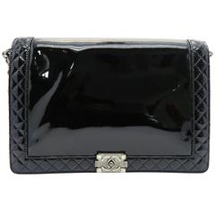 Chanel Boy Flap Black Quilting Patent Leather Chain Shoulder Bag